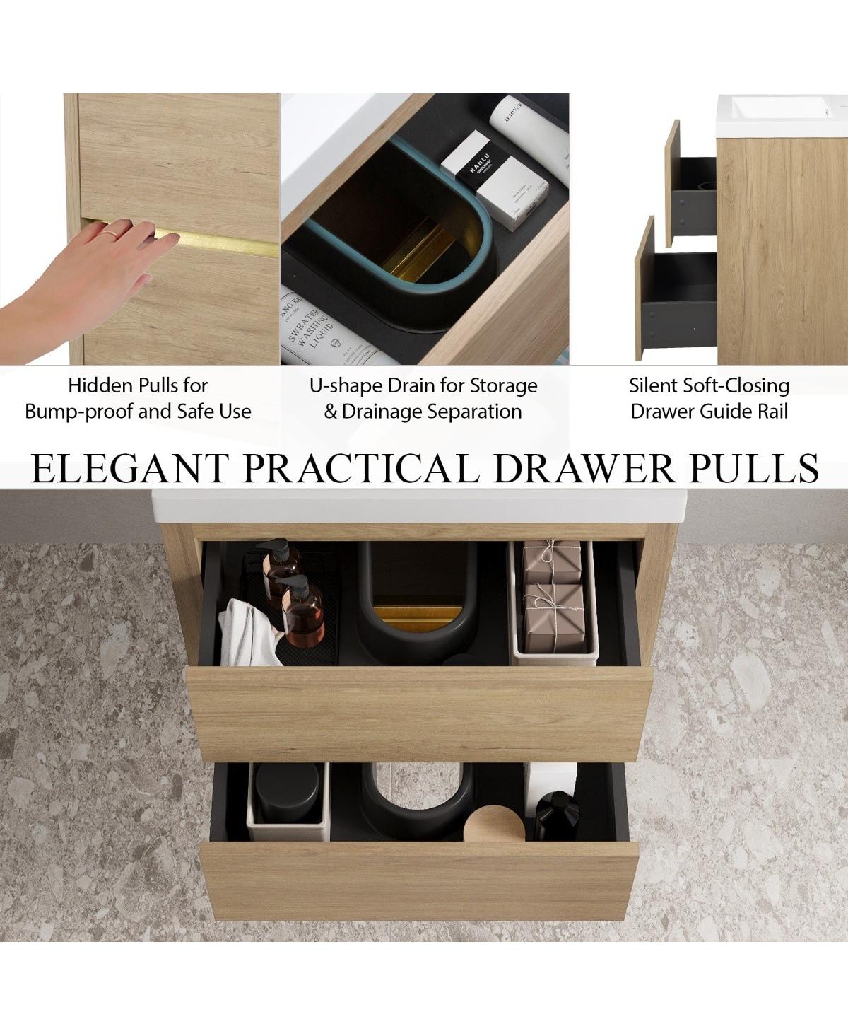 Sillysis Wall Mounted Bathroom Vanity with Stone Resin Sink, Soft Close Drawers