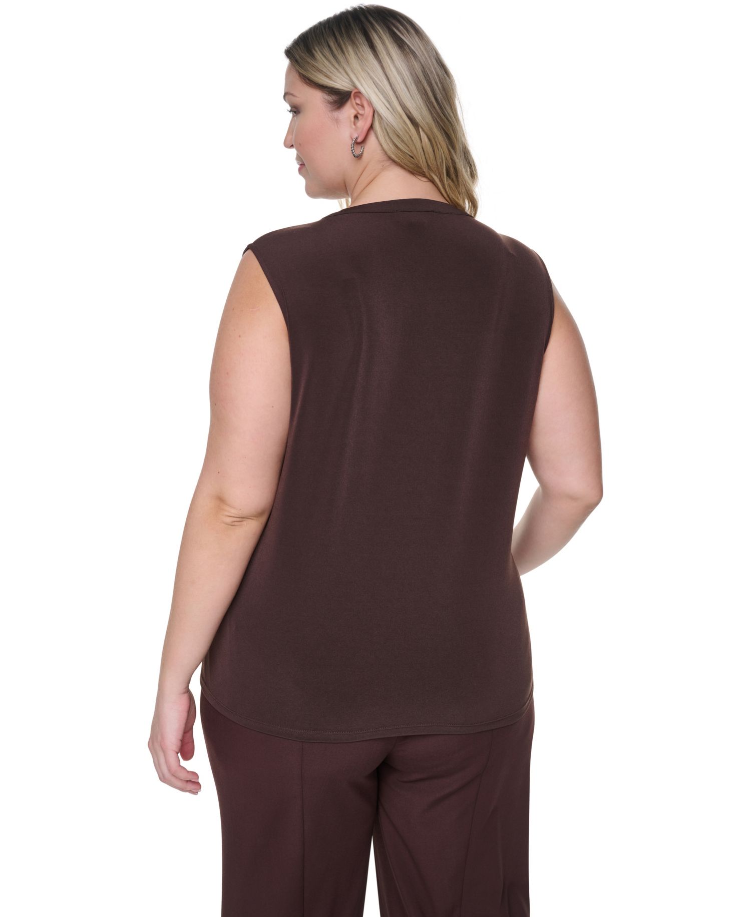 Plus Size Sleeveless Ruffle-Front V-Neck Top