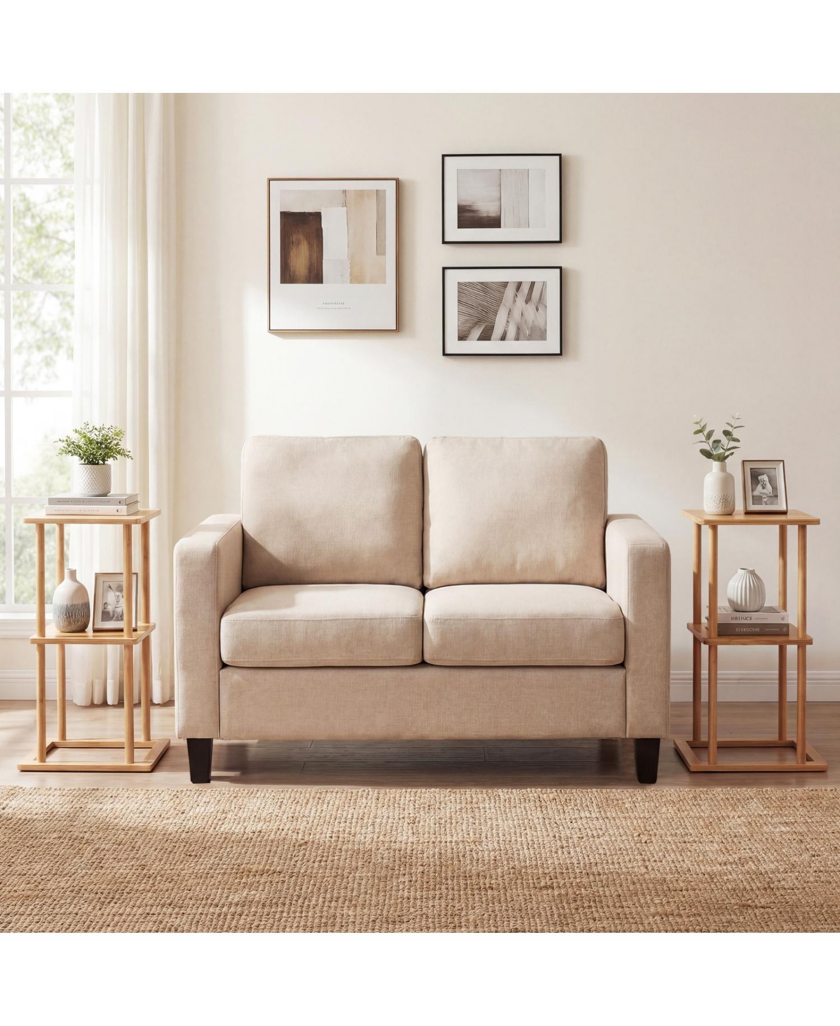 Slickblue Wicker Side Tables Set of 2 with Storage Shelves, Compact End Table for Home Use