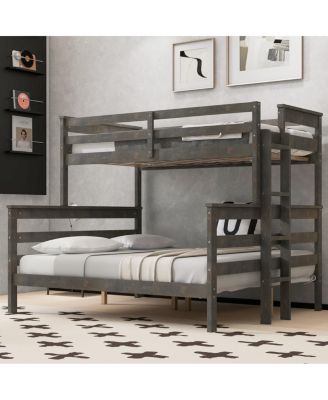  Wood Twin XL over Queen Bunk Bed with Ladder