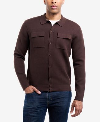 Men's Long Sleeve Sweater With Full Buttoned Two Patch Pockets