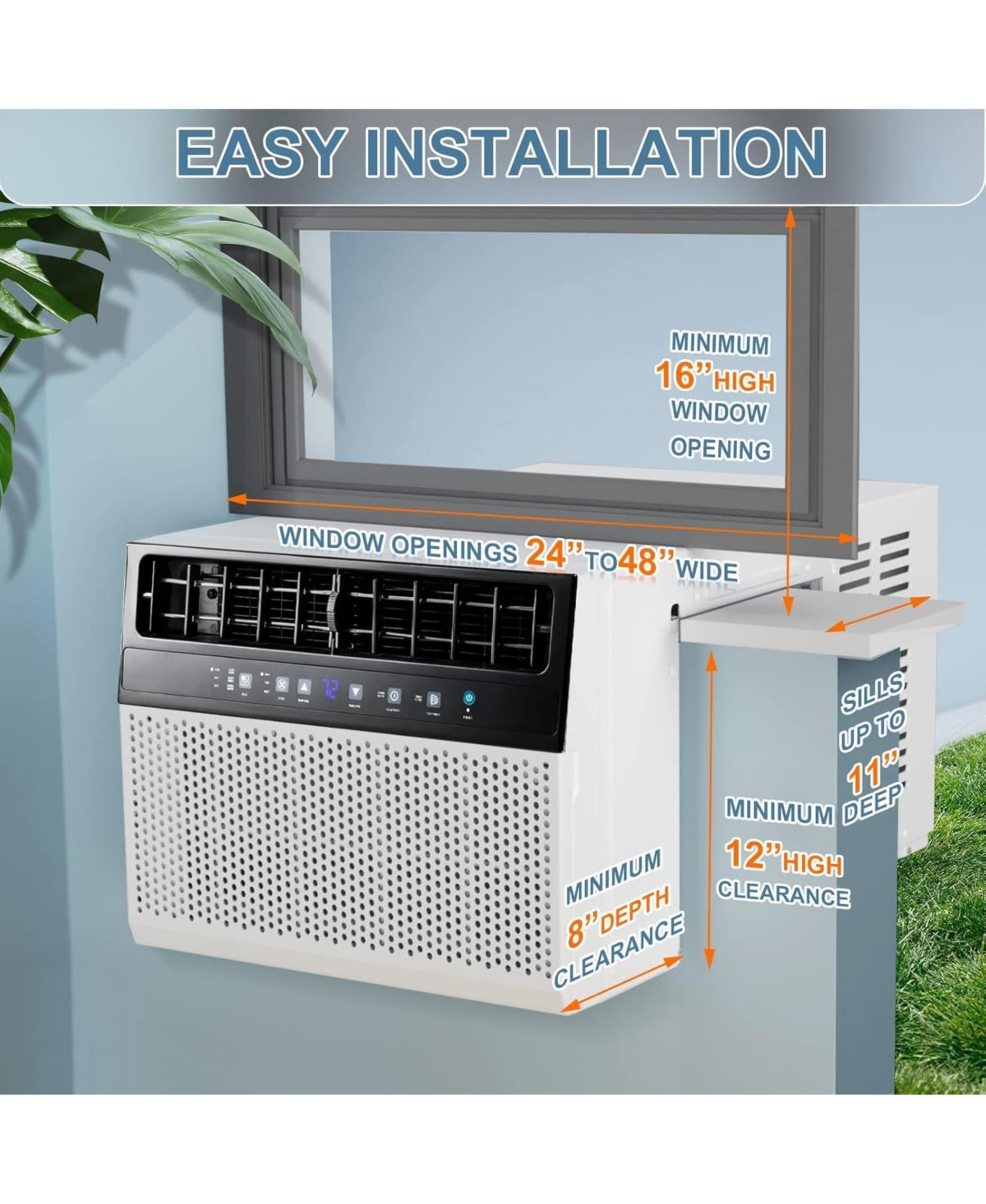 Antarctic Star 12000 Btu Room Air Conditioner, 6-in-1 Cooling with Smart Sensor and Remote