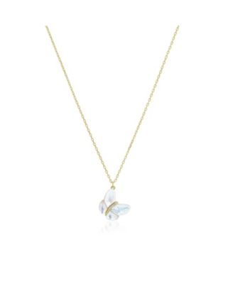 Asymmetrical Mother of Pearl Butterfly Necklace 14K Gold-Plated Sterling Silver