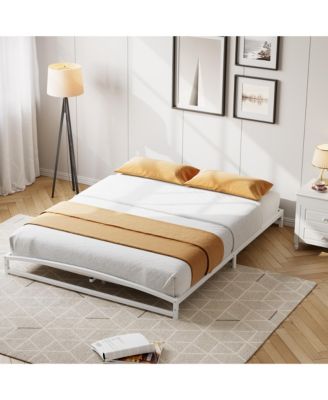 Metal Platform Bed Frame with Arch Headboard and Footboard, Low Profile Steel Slat Support, No Box Spring Needed