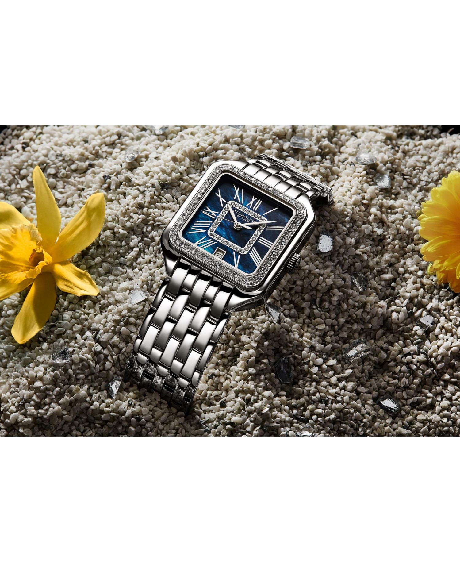 Valencia 4067 Women s Quartz Watch, 32mm Square Crystal Bezel, Stainless Steel Bracelet