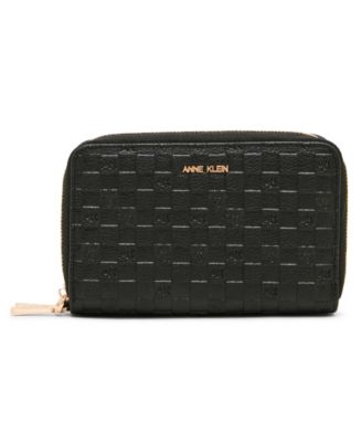 Embossed Double Zip Around Wallet