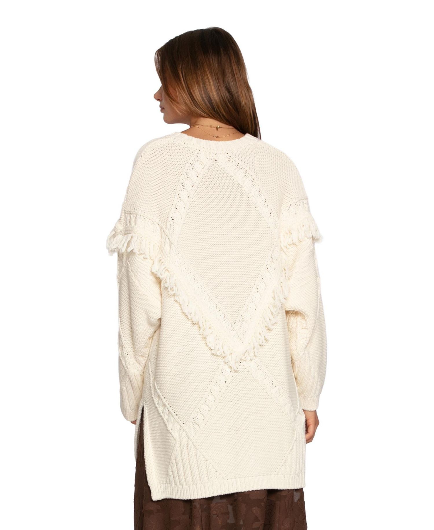 Women's Tassel Line Fringe Oversized Sweater