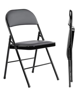 Leather Padded Folding Chair, Portable Indoor Outdoor Seating