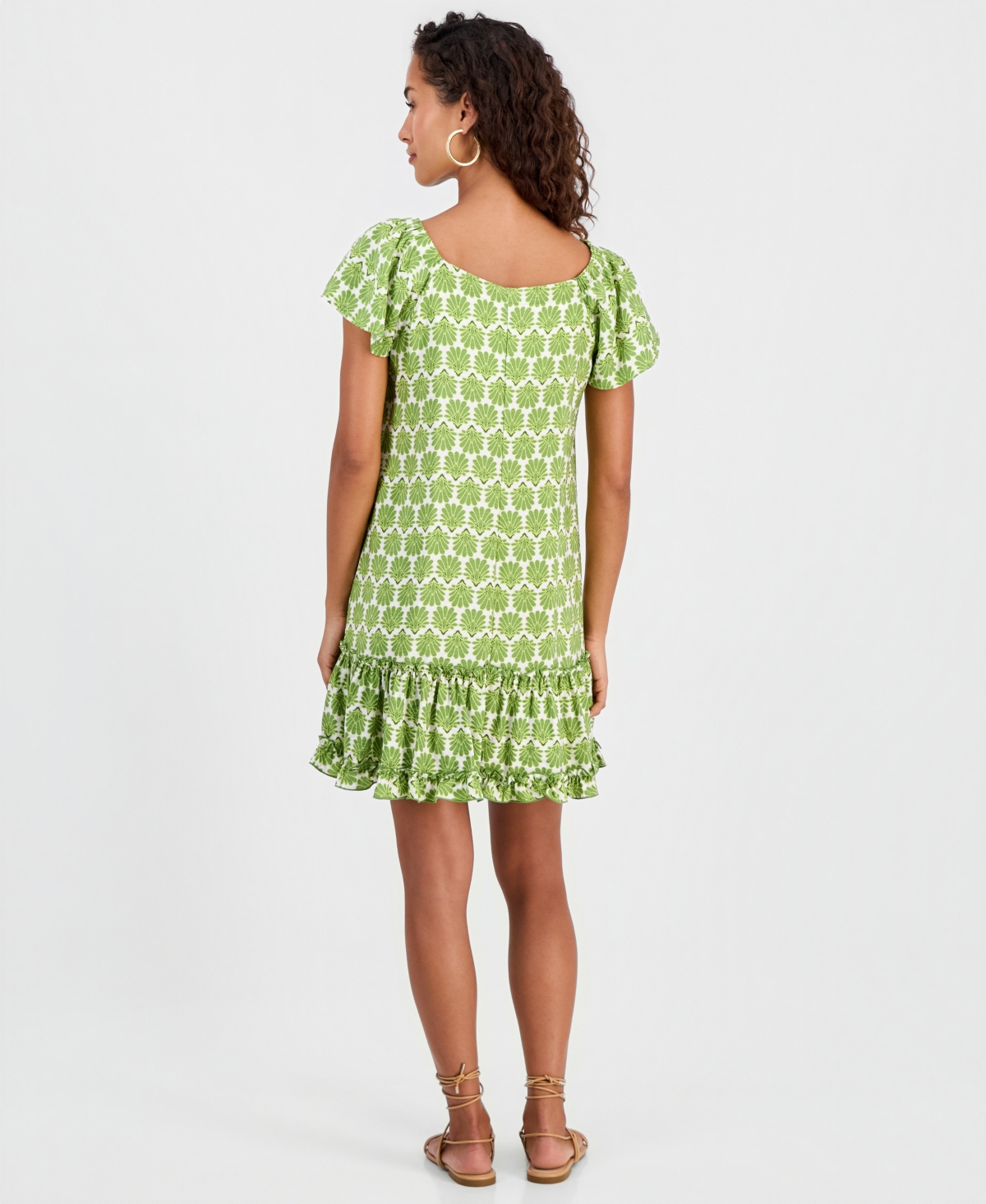 Robbie Bee Women's Printed On/Off-Shoulder Shift Dress