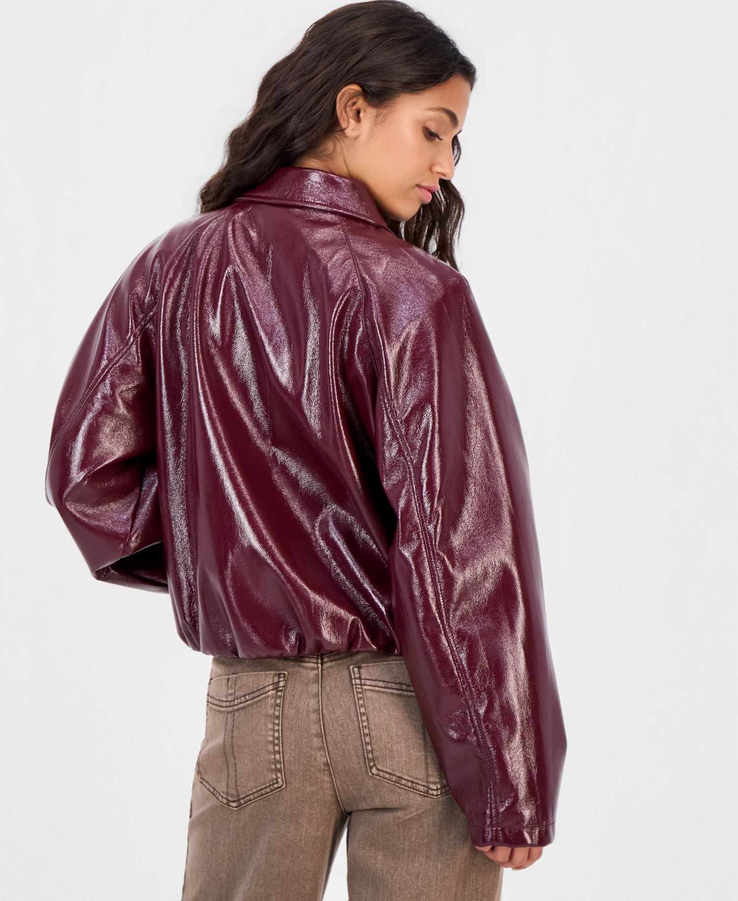 Juniors' Faux-Leather Jacket