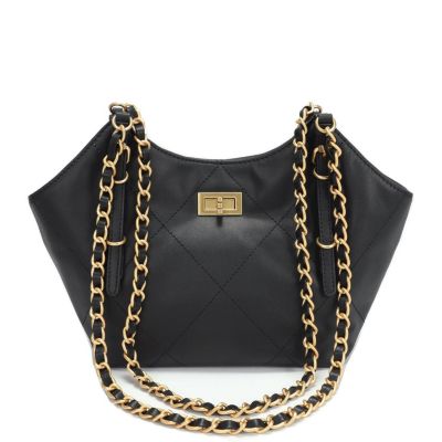 Luxea Quilted Chain Shoulder Bag Small Leather Handbag with Gold Chain Strap