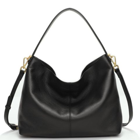 Женская сумка SUSU Mara Soft Pebbled Leather Slouchy Hobo Shoulder Bag with Crossbody Strap Casual Everyday Tote Purse, цвет: Чёрный