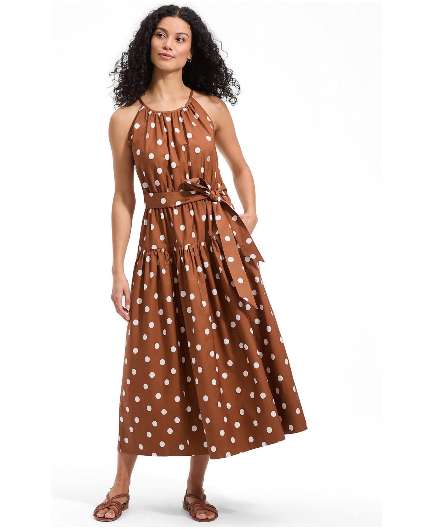 Women's Poplin Halter Midi Dress