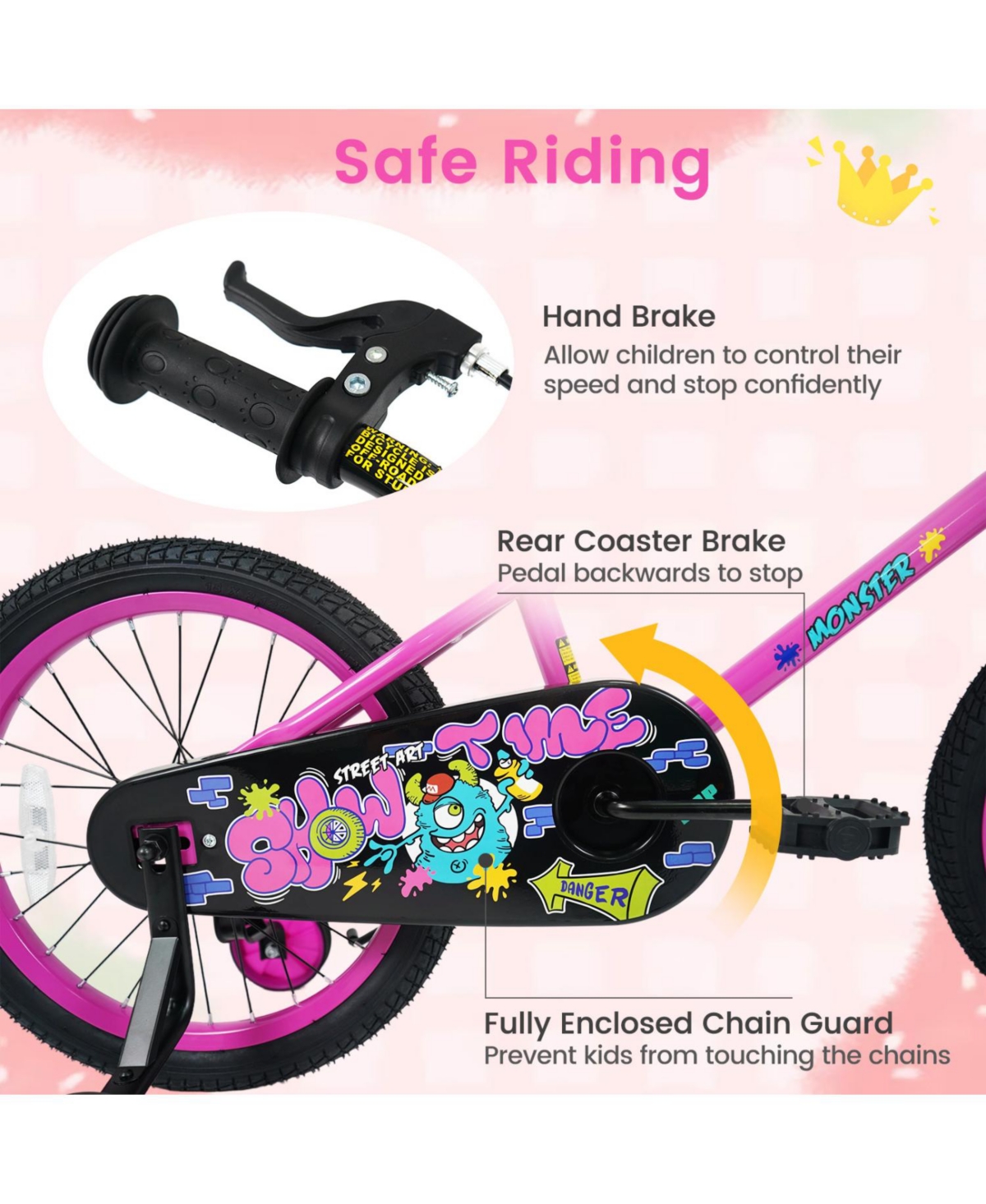 Slickblue Kids Bicycle with Training Wheels