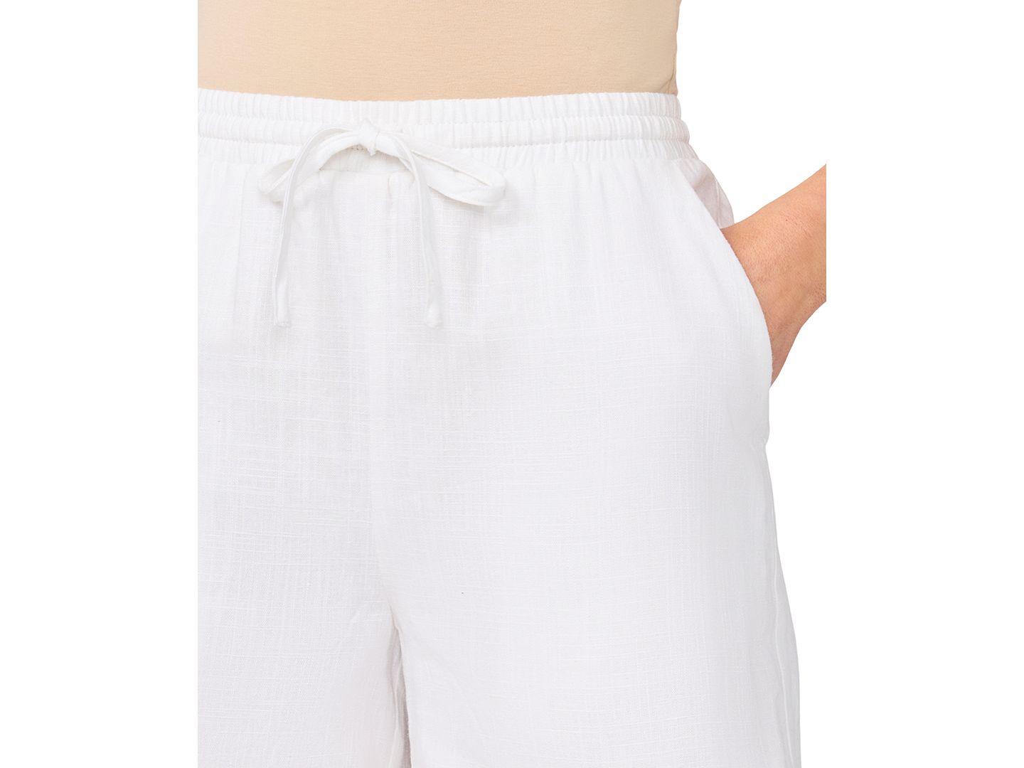 Женские шорты CeCe Linen-Blend Ruffle Hem Pull-On, цвет: Белый — фото 2