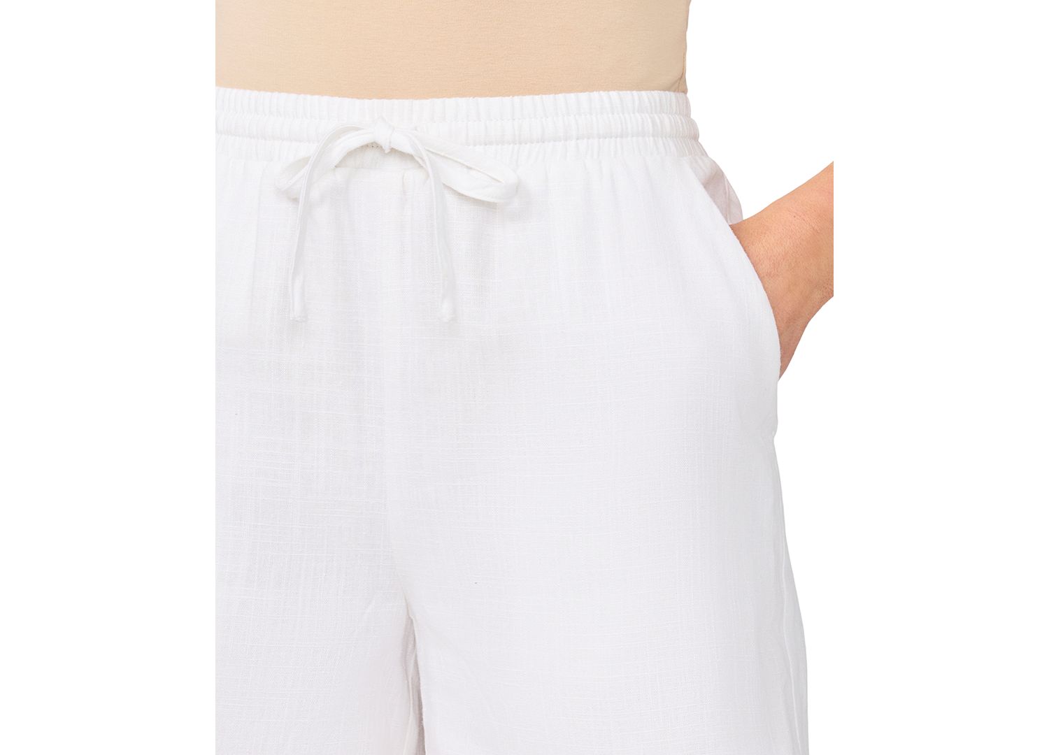 Women's Linen-Blend Ruffle Hem Pull-On Shorts
