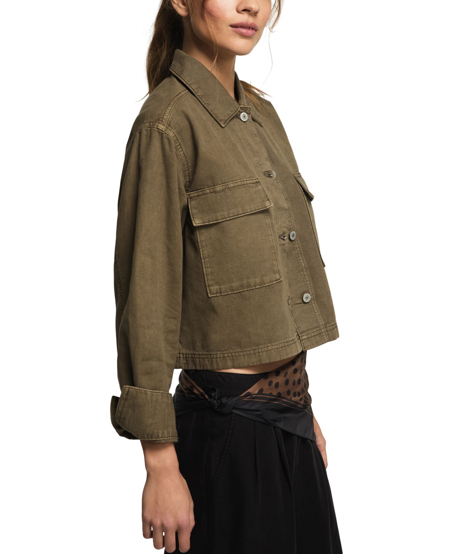 Women's Collared Denim Utility Jacket
