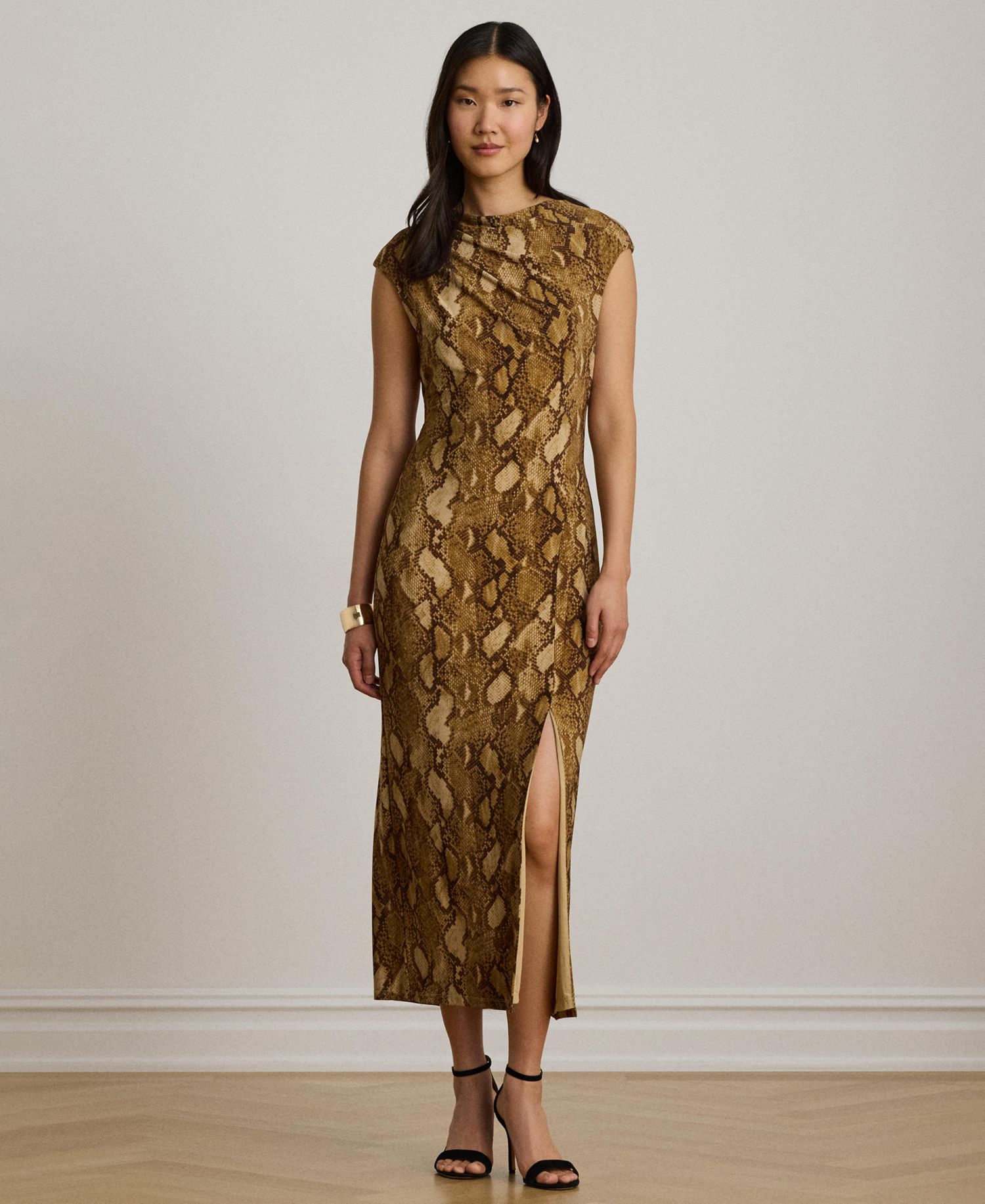 Women's Boat Neck Cap-Sleeve Midi Dress