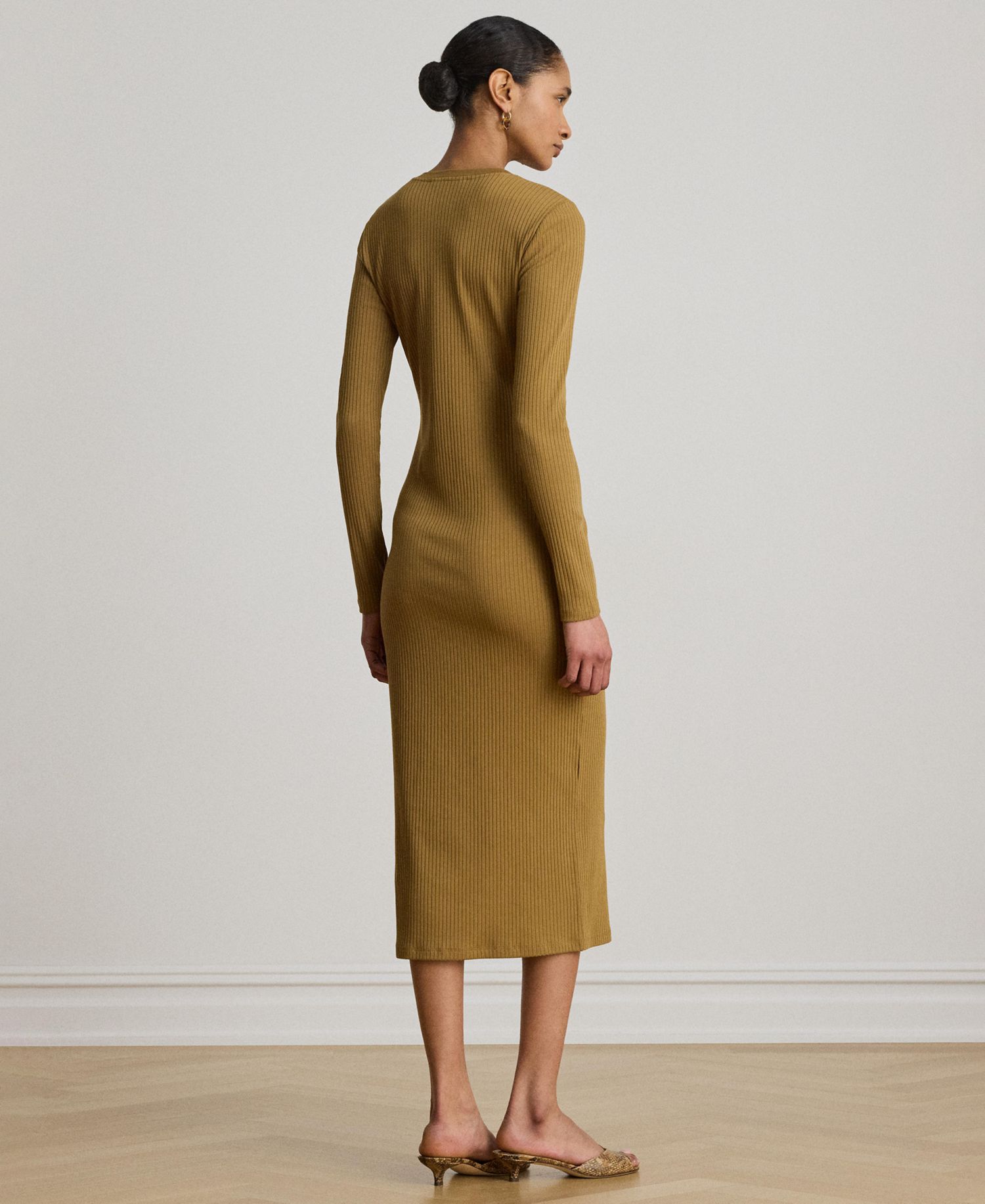 Women's Slim-Fit Henley Neck Midi Dress