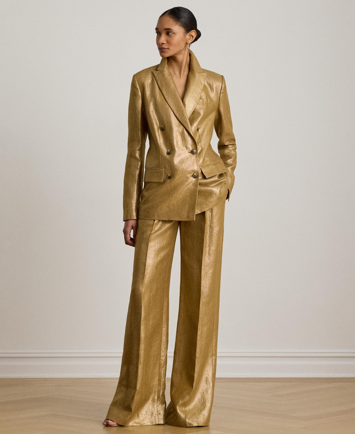 Lauren Ralph Women's High-Rise Foiled Wide-Leg Pants