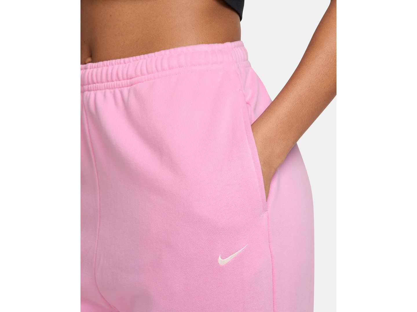 Женские брюки Nike Studio Fleece Lightweight "French Terry" Oversized High-Rise Cuffed, цвет: Розовый / Молочный — фото 2