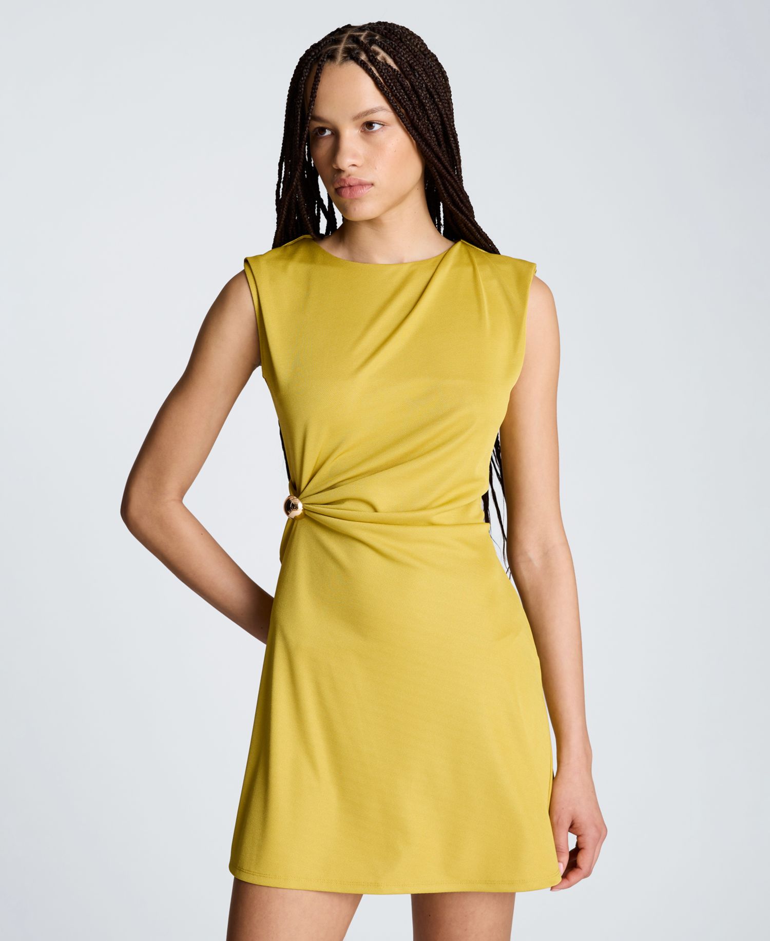 Women's Crewneck Waist Drape Mini Dress