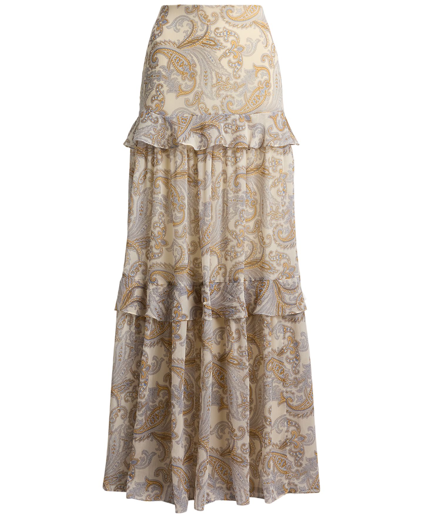 Женская юбка Lauren Ralph Lauren Tiered A-Line Maxi, цвет: Кремовый разноцветный — фото 5