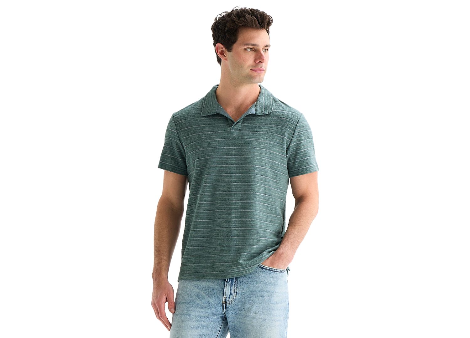 Men's Jacquard Striped Polo Shirt
