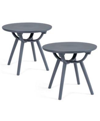2 pieces Outdoor Side Table 20'' Round Storage Side Table Weather-Resistant End Table