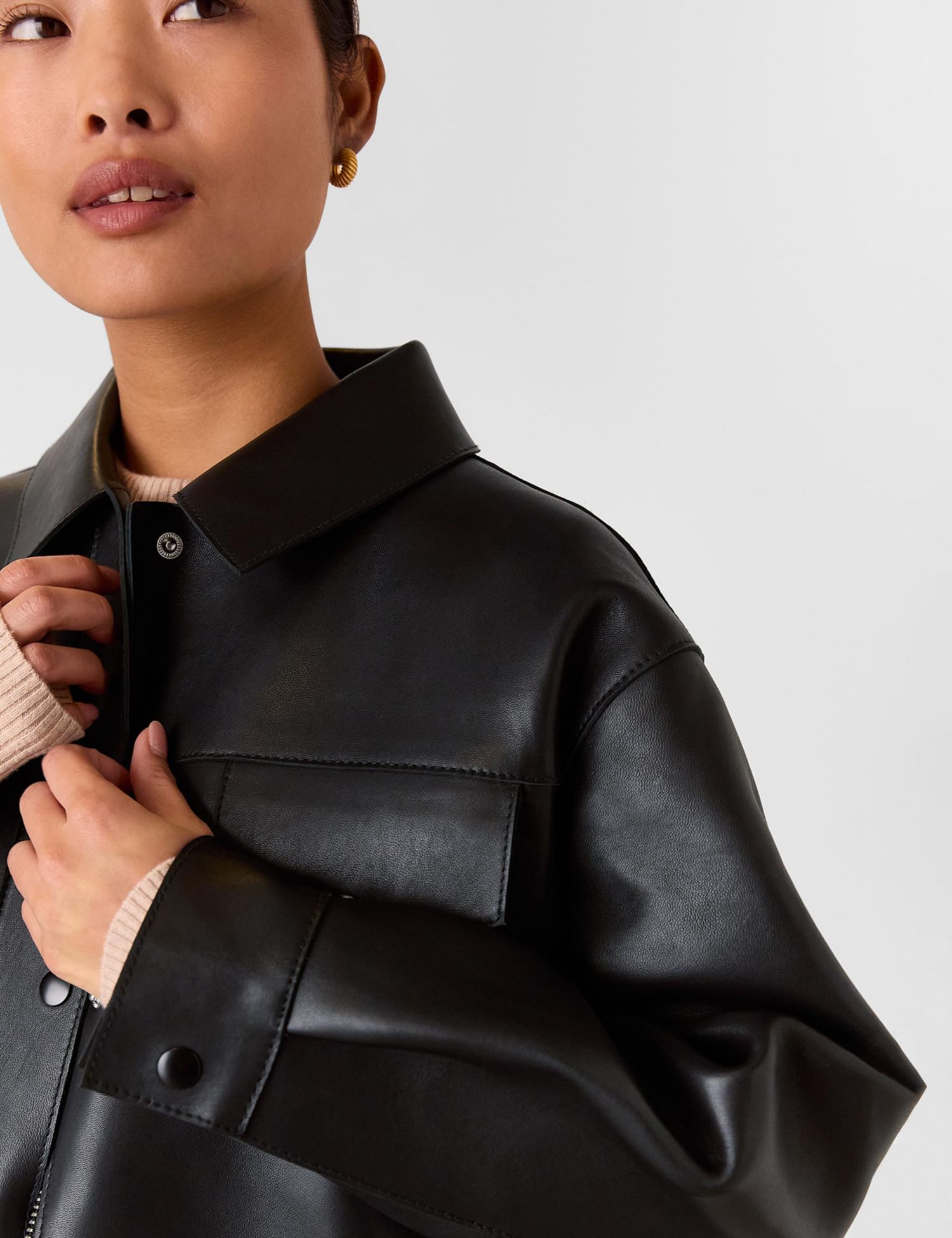 Women's Clean Bonded Leather Jacket