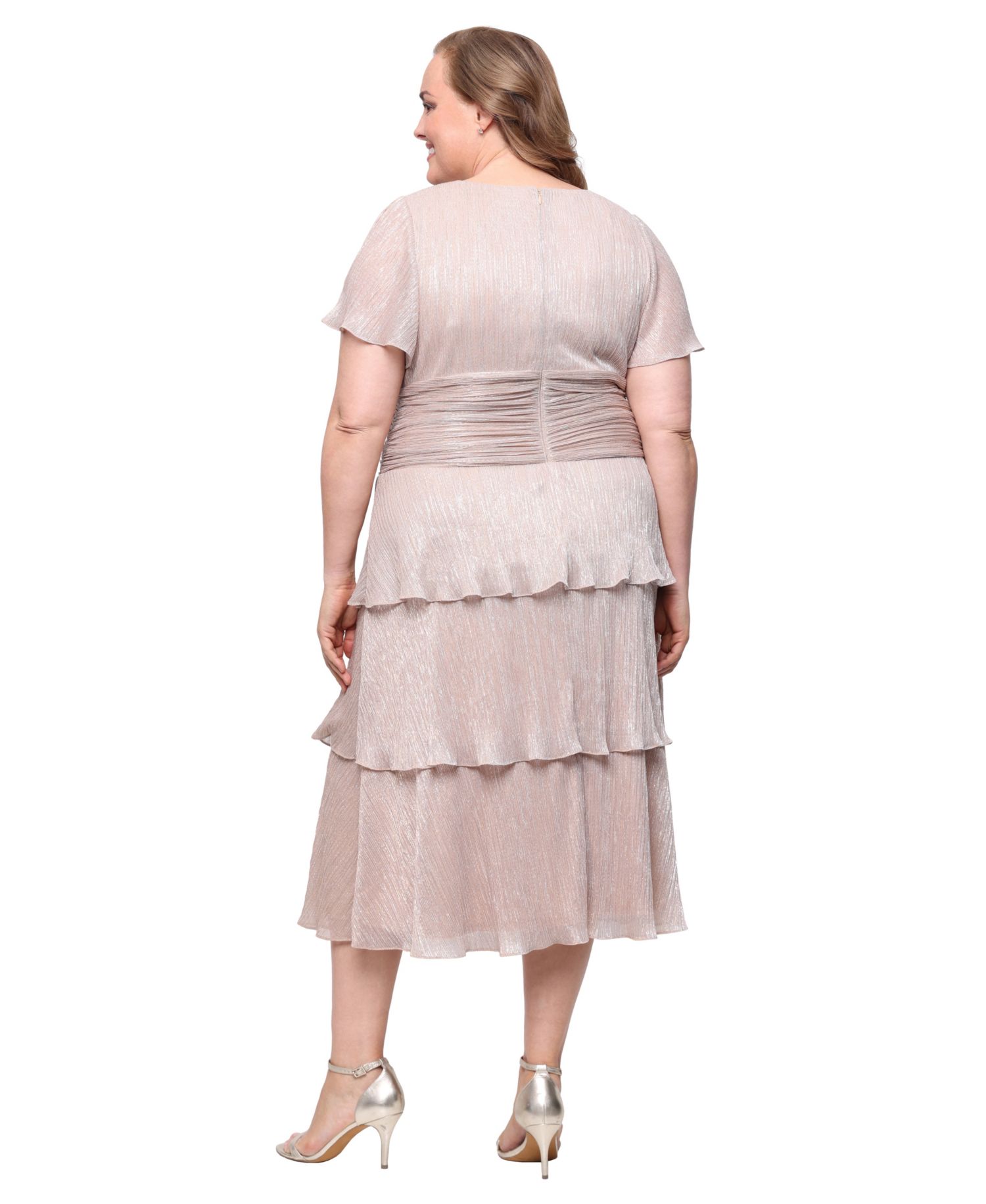 Plus Size Short-Sleeve V-Neck Midi Dress