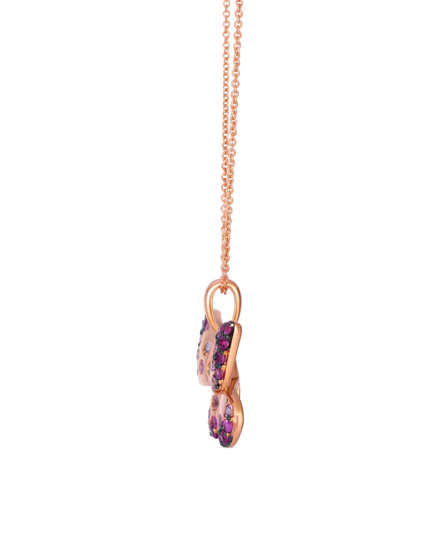 Strawberry Ombr&eacute;® Sapphire Butterfly (3/4 ct. t.w.) & Vanilla Sapphire Pendant Necklace in 14k Strawberry Gold