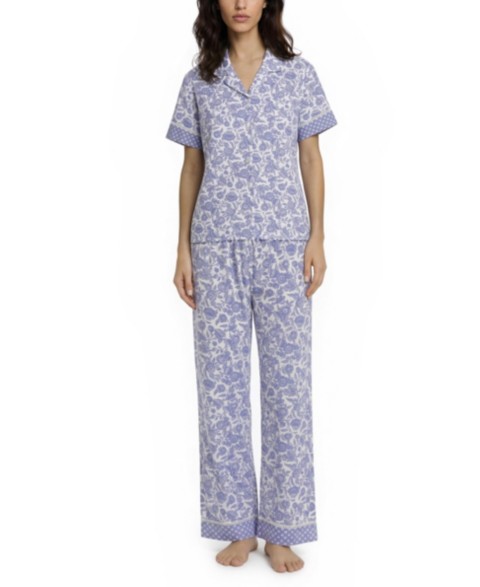 Женские Vera Bradley Women's Iconic Twin Print Notch Top and Pajama Capri Pants, 2-Piece Set