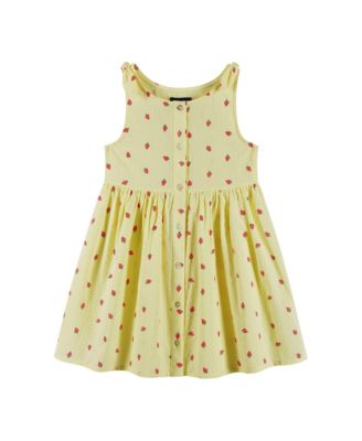 Toddler Girls Strawberry Printed Button Front Dress