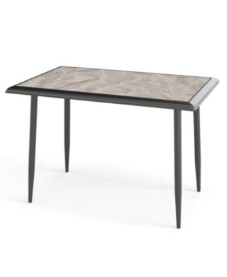 Modern Rectangular Kitchen Table Sintered Stone Metal Frame