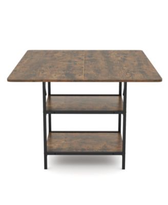 Rectangular Kitchen Table with Open Shelves and Metal Legs 4-6 Seater