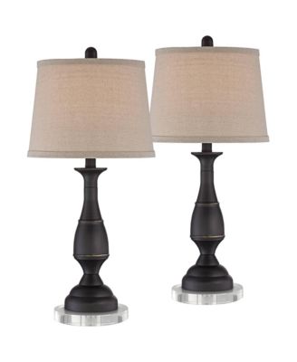 Ben Rustic Farmhouse Table Lamps Set of 2 with Round Risers 26 Inches High Drum Shade for Bedroom Living Room Bedside