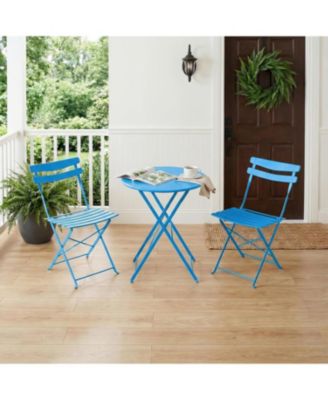3-Piece Folding Patio Bistro Set, Metal Outdoor Table and 2 Chairs, Space-Saving Compact Design for Balcony, Garden, Yard, Porch