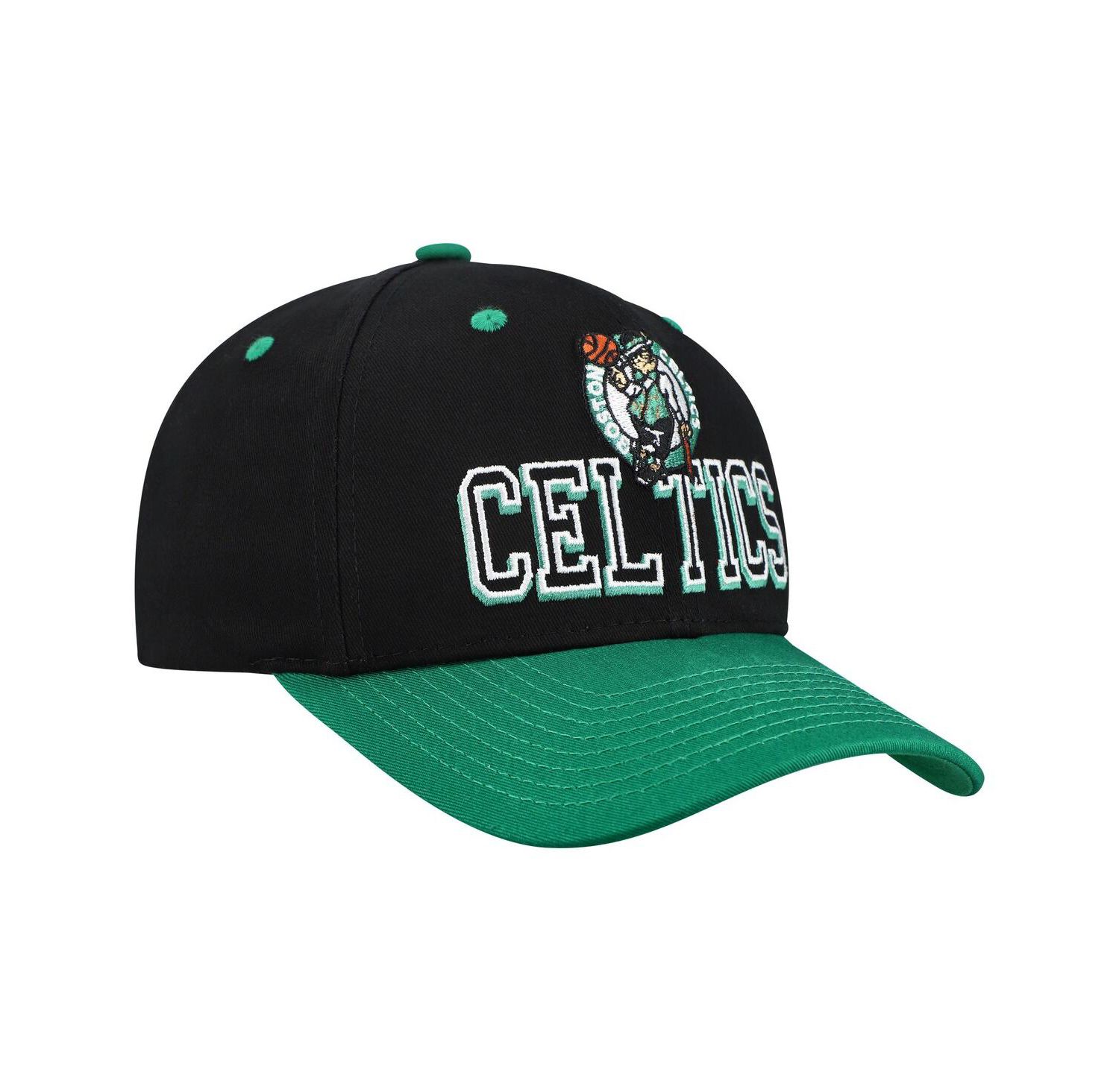 Men's Black/Kelly Green Boston Celtics Backside Script 2-Tone Pro Crown Adjustable Hat