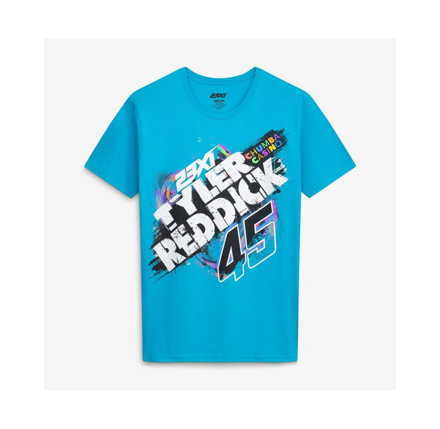 Мужская футболка Teal Tyler Reddick 45 Chumba Tropical Car с изображением тропической машины