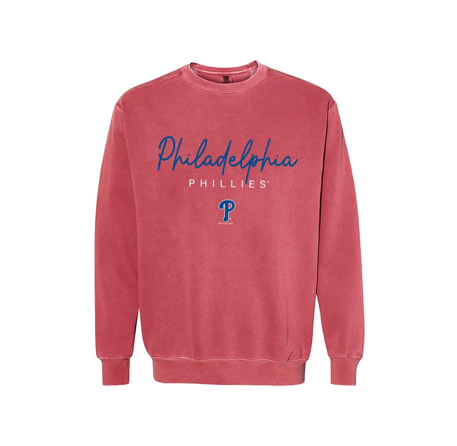 Women's Red Philadelphia Phillies Pigment Dye Crewneck Sweatshirt
