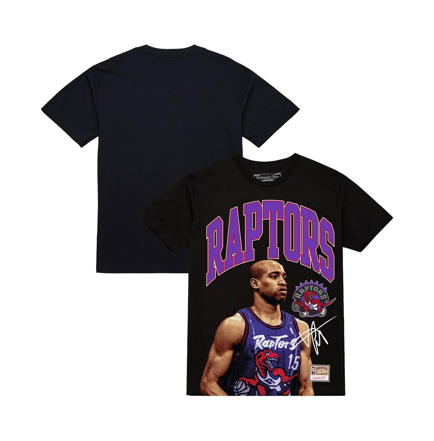 Мужская футболка Mitchell & Ness Vince Carter Black Toronto Raptors Hardwood Classics Player Arch — фото 1