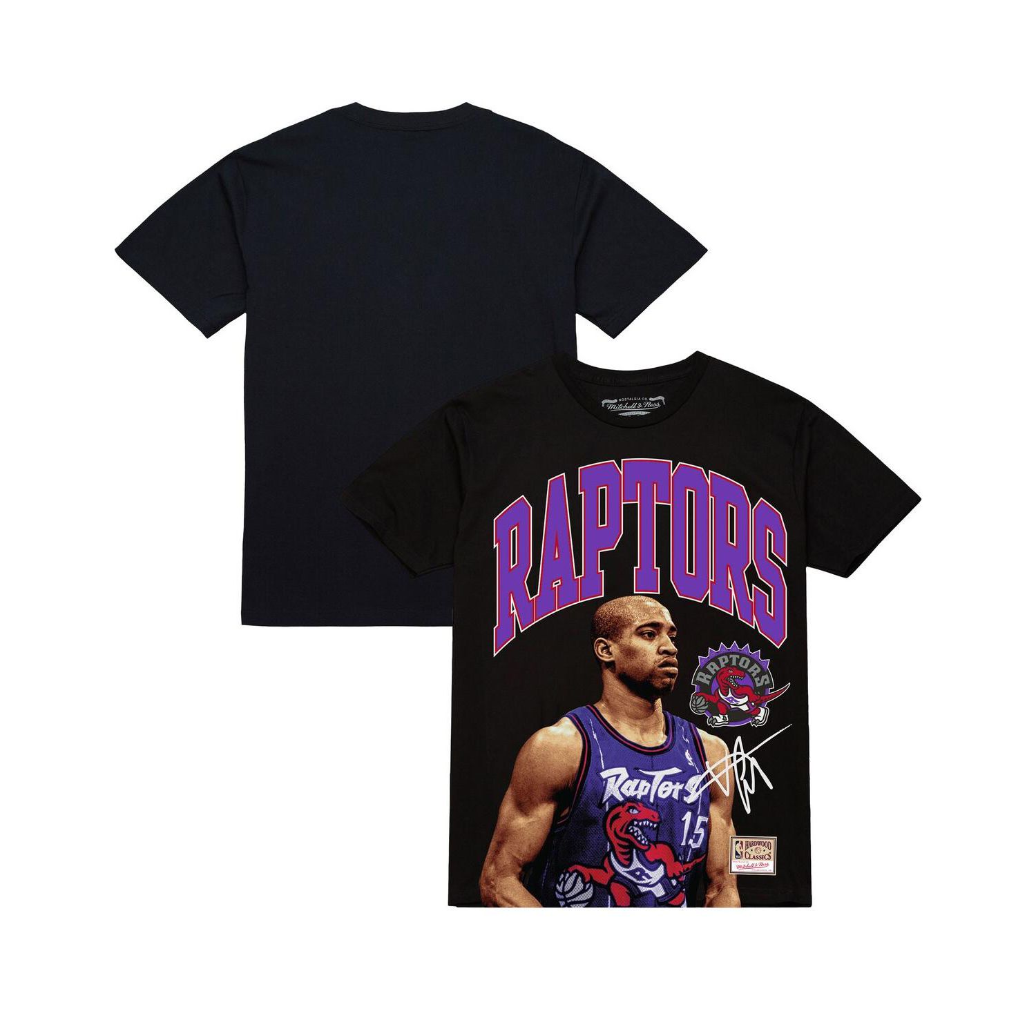 Men's Vince Carter Black Toronto Raptors Hardwood Classics Player Arch T-Shirt