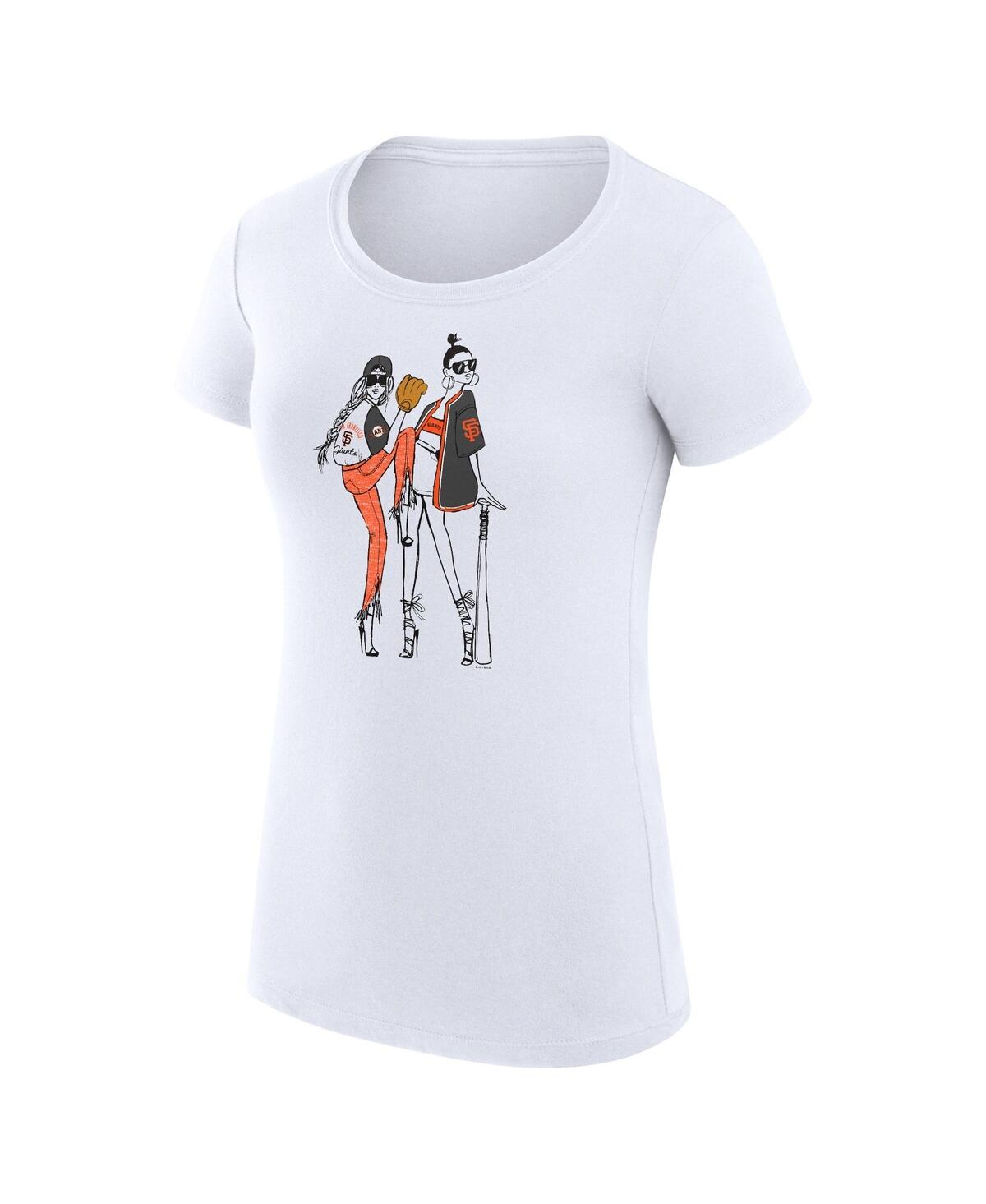 G-iii 4Her by Carl Banks Women's White San Francisco Giants Super-Slim Fit Lightweight Baseball Girls T-Shirt