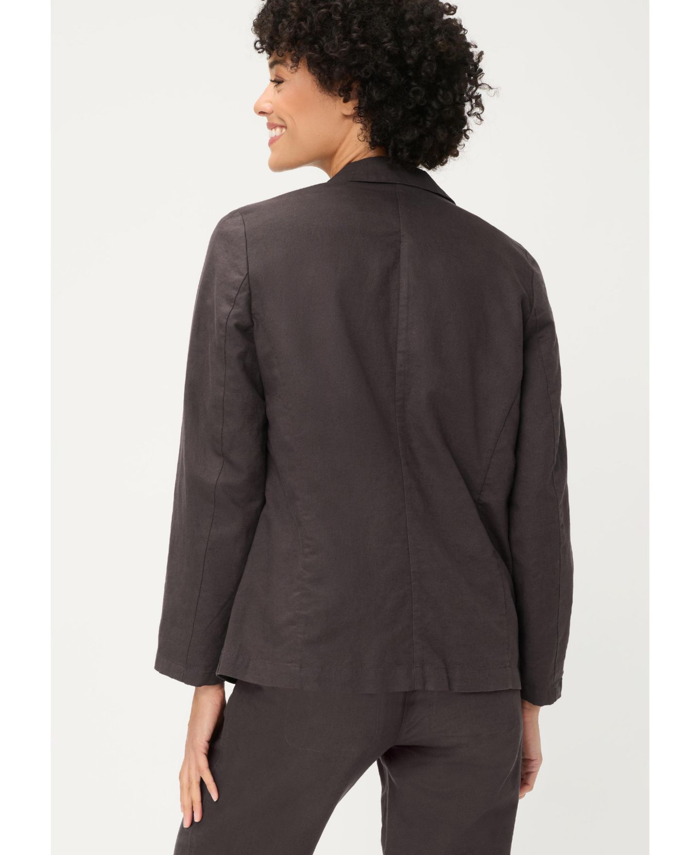 Женский пиджак Olsen Cotton-Linen Blazer, цвет: Тёмный коричневый — фото 3