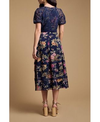 lace high neck midi dress Long Lace Formal Black Evening Dress - 4XL - Elegant Lace Detailing - Short Sleeves main image 1