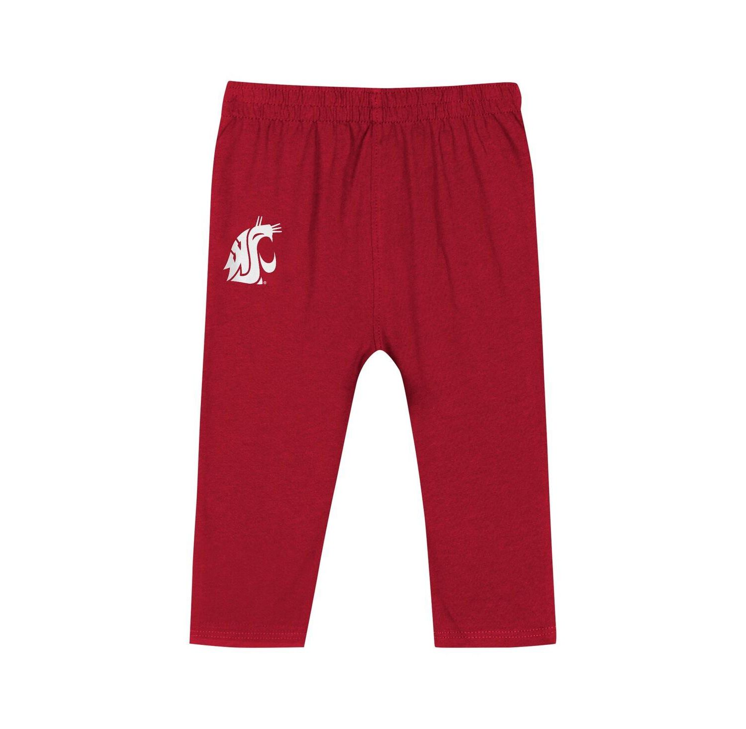 Baby Boys and Girls Crimson Washington State Cougars Double Up Long Sleeve Bodysuit Pant Set