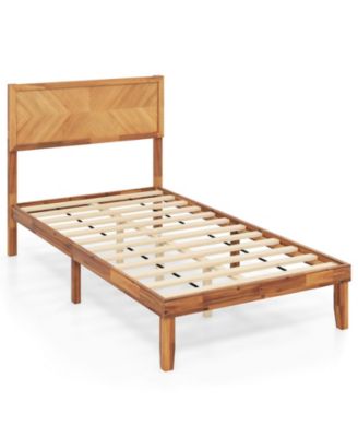 Twin Size Bed Frame with Headboard and Storage Space