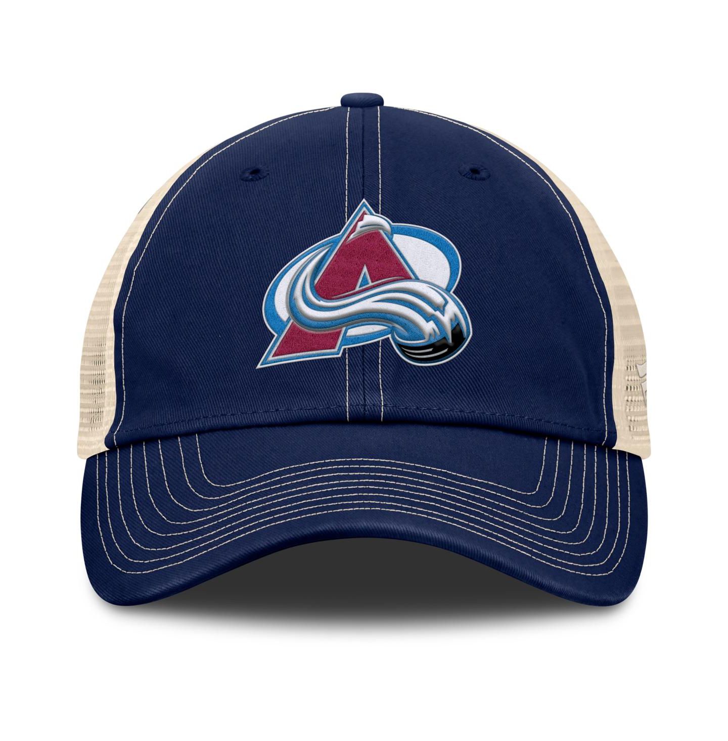 Мужская кепка Fanatics Navy/Natural Colorado Avalanche Rival Trucker Adjustable Hat — фото 2