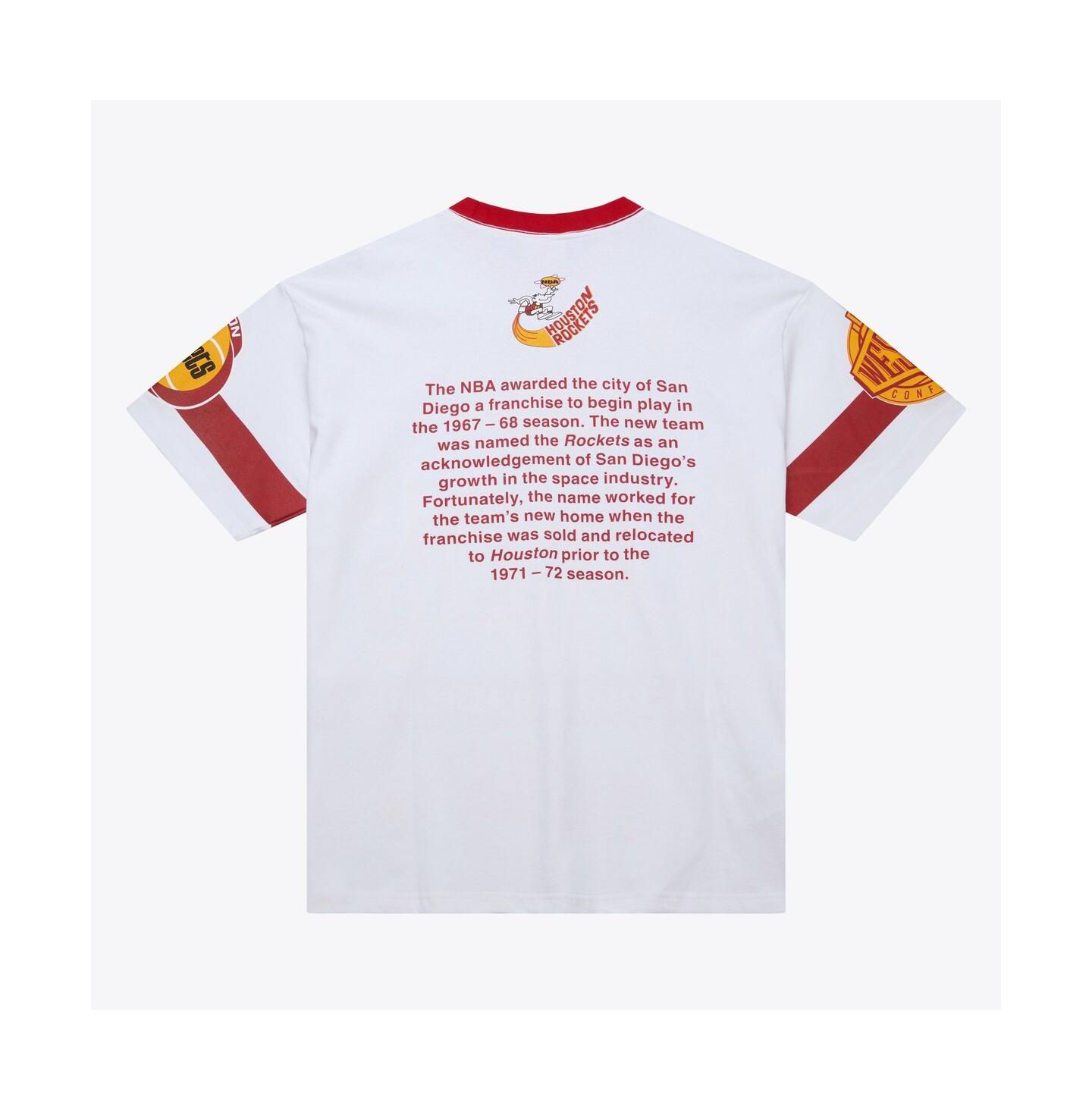 Мужская футболка Mitchell & Ness White Houston Rockets Hardwood Classics Team Origins Vintage Logo — фото 3
